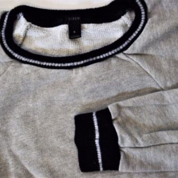 Women's J. Crew Gray Cotton Terry Wool Tipped Sweatshirt Collegiate Prepster S - Picture 3 of 3